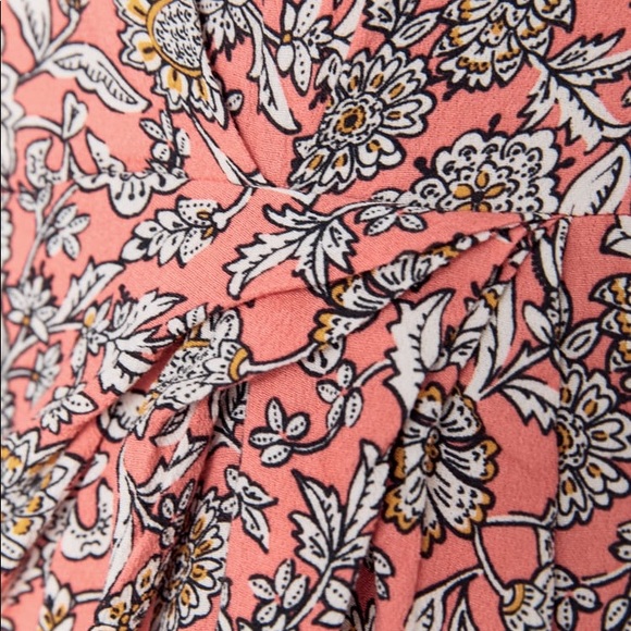 Zara FLORAL PRINTED DRAPED MIDI Flowy DRESS Long Sleeve Puff Shoulders Sz XS NEW - Picture 16 of 16